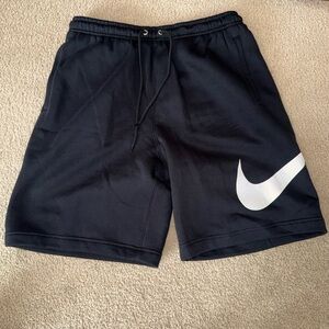 Nike Men's Black Athletic Shorts with White Swoosh
